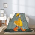 thumbnail image 4 of Whimsical Raincoat Duck Throw Blanket, Cute Duck in Yellow Rainboots Art, Soft Flannel Fleece for Couch Bed Decor 60x50, 4 of 6