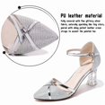 thumbnail image 3 of CHICVOMEY Womens Block Heel Pointed Toe Heels Adjustable Ankle Strap Comfy Party Shoes Breathable Sparkle Mesh Upper Dress Shoes for Club Stage Birthday Cocktail Party Wedding, 3 of 9
