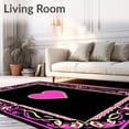 thumbnail image 2 of ODIKA 8'x10' Machine Washable Non-Slip Area Rug, Motif with Swirling Ribbons and Glittering Jewels High Traffic Rug, Pink, 724542, 2 of 7