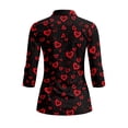thumbnail image 3 of Uorisanigo Red Heart Women's Golf Shirt with 3/4 Roll Sleeve Size L Versatile Women's Dry-Fit Golf Polo Shirts Fashionable Comfortable Quarter Zip Athletic Tops for Workout Sports, 3 of 7