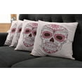 thumbnail image 2 of Ambesonne Sugar Skull Throw Pillow Cover 4 Pack, Mexican Ornaments, 18", Pink Pale Pink White, 2 of 6