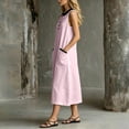 thumbnail image 5 of Summer Dresses for Women Sleeveless Sundresses Women's Casual Crew-Neck Multi-Color Pocket Sleeveless Dress Pink S, 5 of 6
