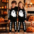 thumbnail image 3 of Halloween Pajamsa Sets Skeleton Print Home Wear Outfits Set 2pcs Long Sleeve Top Matching Pants Cozy Fall Winter Sleepwear, 3 of 8