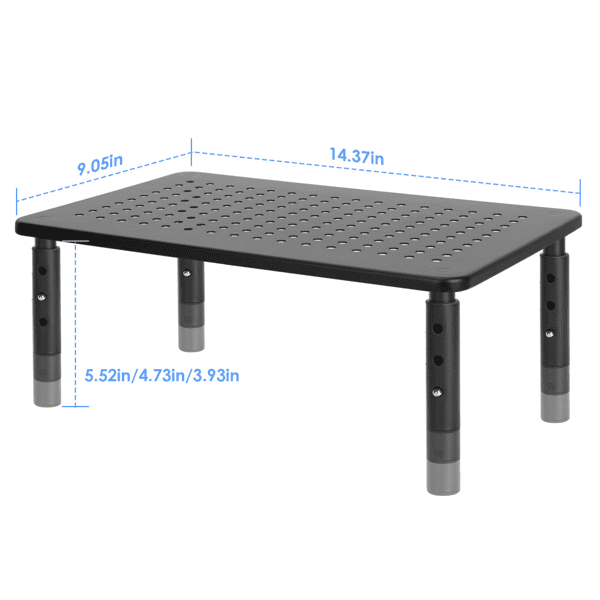 Adjustable Monitor Riser Stand, 3‑Level Height Adjustable Metal Monitor Stand with Ventilated Mesh Platform, 44 Lbs Capacity for Monitor, Laptop, Printer