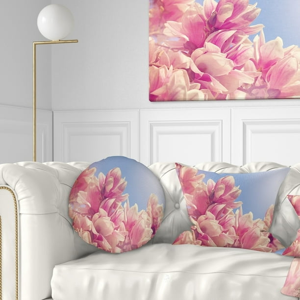 Design Art Designart Magnolia Flowers On Sky Background Floral Throw Pillow Walmart Com Walmart Com