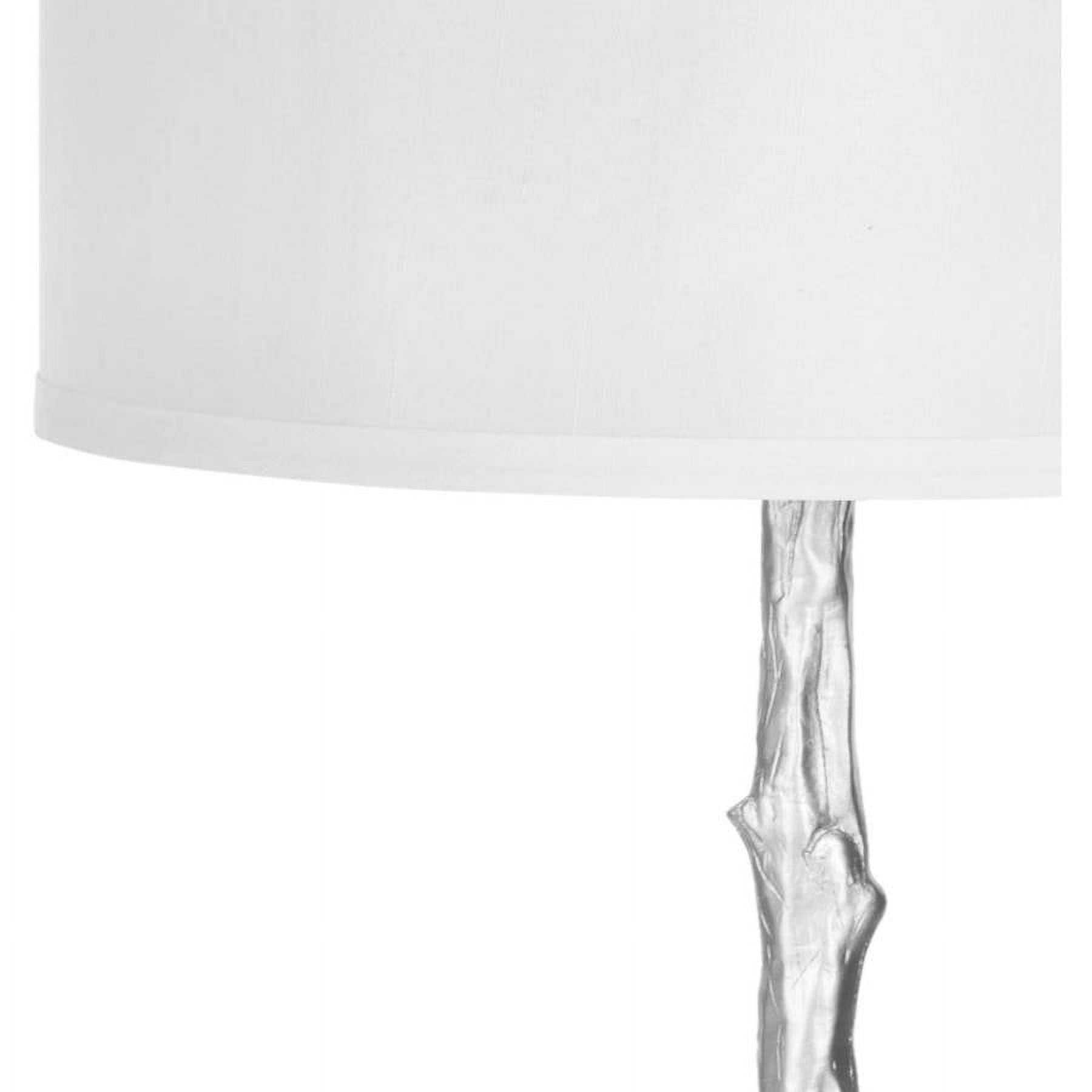 SAFAVIEH Silver 58 in. Scandinavian Chrome Resin Floor Lamp with White Polyester Shade