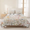 thumbnail image 3 of Queen Quilt Set 90''x96'', Spring Flowers Lightweight Bedspread Coverlet Set with 2 Pillow Shams, Watercolor Wildflowers Farmhouse Floral Breathable All Season Quilt Bedding for Bedroom/Guest Room, 3 of 9