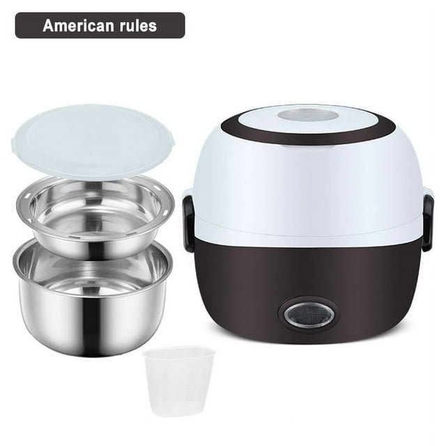 Mini Rice Cooker Electric Lunch Box Portable Food Warmer 1/2/3 Layers Stainless Steel Container for Home Office School New - Coffee