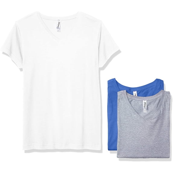 Marky G Apparel Women's Fine Jersey V-Neck Longer Length T-Shirt (Pack of 3)