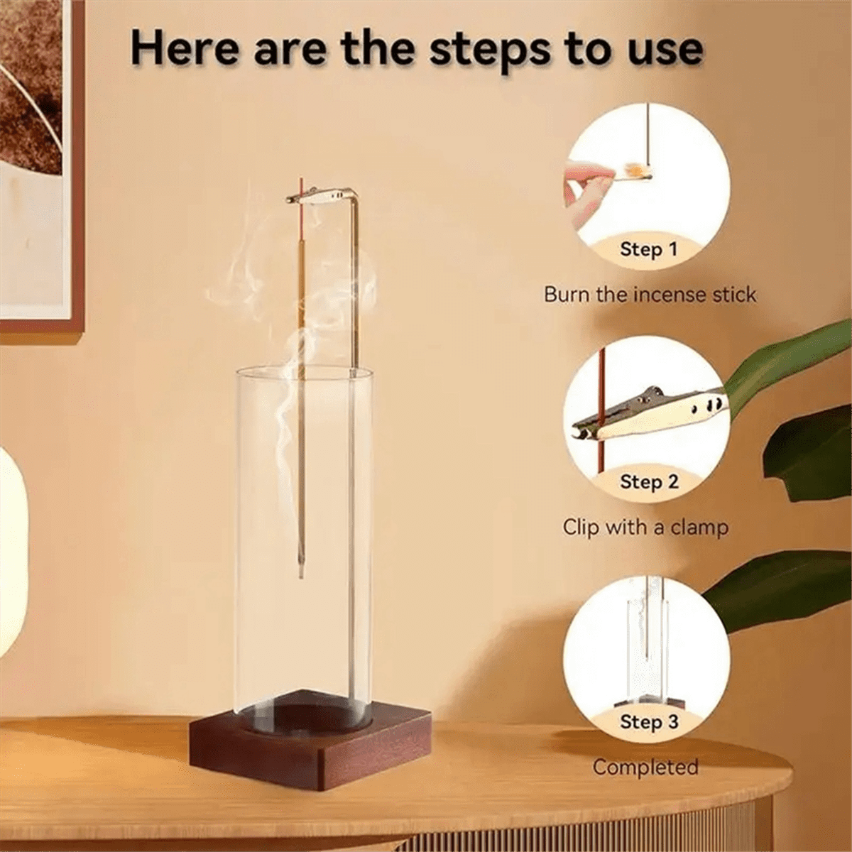 2PCS Incense Holder Yoga Timer Aromatherapy Stand Incense Anti-Ash Flying Incense Burner for Sticks with Removable Glass
