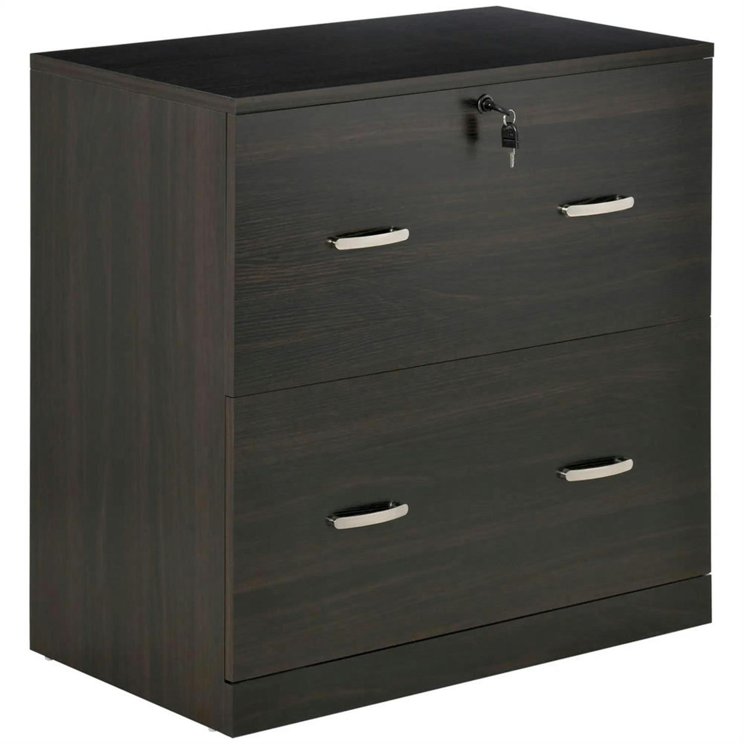 Demi Bonn Modern 2-Drawer Filing Cabinet with Lock and Keys, for Letter Size, Home Office, Lateral Storage File Cabinet, Walnut