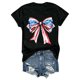 thumbnail image 3 of Tops Cortos para las Mujeres, Cuello Redondo de Manga Corta Impresa Por el Arco Del Día de la Independencia Hecha de 95% Poliéster 5% Spandex para Primavera Verano, Primavera de las Mujeres, 3 of 4