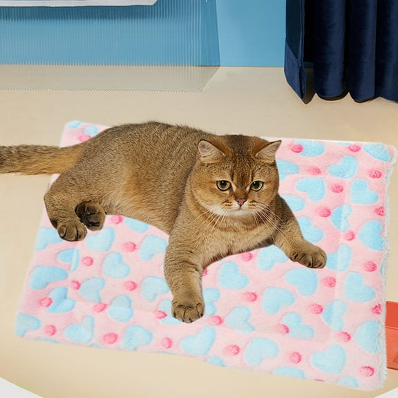 Self-Warming Pet Bed for Cats and Dogs, Thickened Fleece Mat, Non-Slip & Washable for Comfort and Warmth, Indoor Use for Beds, Crates, and Furniture FAJHHA | Pink