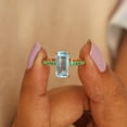 thumbnail image 4 of Baguette Aquamarine & Emerald Ring, Minimalist Ring, 925 Sterling Silver Ring, Engagement Ring, Proposal Ring, Handmade Jewelry, 4 of 5