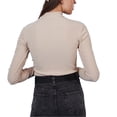 thumbnail image 2 of Ambar Women's Mock Neck Long Sleeve Slim Fit Ribbed Knit Top, Creme,L - US, 2 of 3