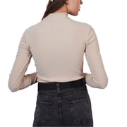 Ambar Womens Mock Neck Long Sleeve Slim Fit Ribbed Knit Top, Creme,S - US