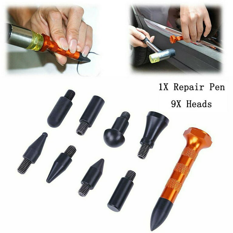 Paintless Dent Repair Kit Metal Tap Down Pen with 9 Heads Tips Dent Removal  Tool