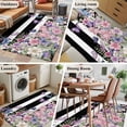 thumbnail image 5 of 4'x6' Area Rugs, Pink Flowers Indoor Outdoor Area Rug for Living Room Bedroom, Spring Floral Watercolor Botanical Farmhouse Striped Bathroom Rugs Kitchen Floor Carpet Mats Home Decor Aesthetic, 5 of 8