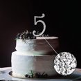 thumbnail image 3 of BalsaCircle Number 5 Cake Topper 4.5" Silver Rhinestone Personalized Wedding Party Monogram Decorations, 3 of 3