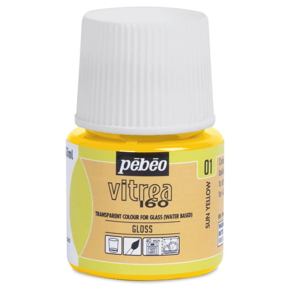Pebeo Vitrea 160 Glass Paint, 45ml, Glossy, Sun Yellow