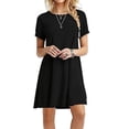 thumbnail image 3 of Vestido Mujer Verano Camiseta larga Vestido de manga corta de color sólido, Negro, L Methold AP001906-13, 3 of 4