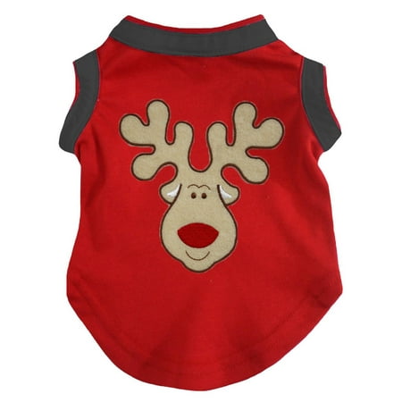 Petitebella Reindeer Face Puppy Dog Shirt (Red/Black X-Small)