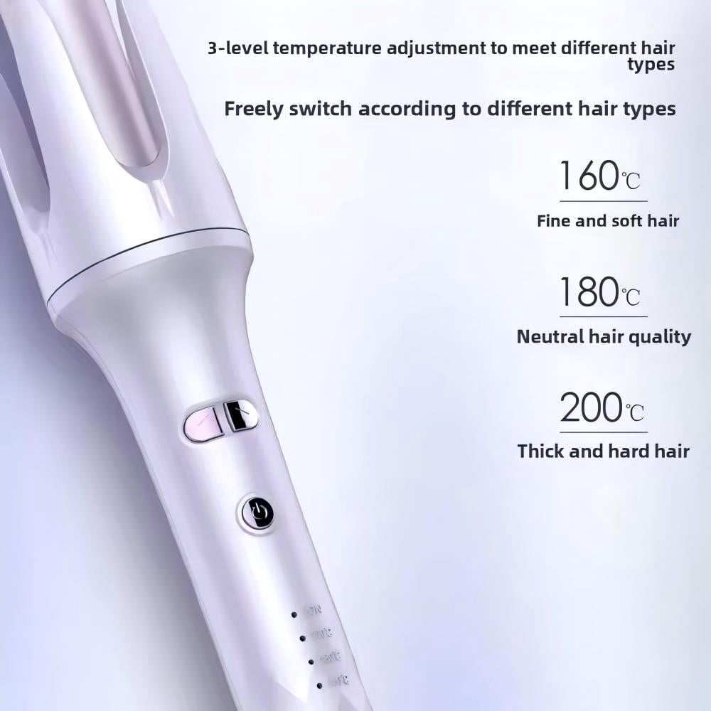 Automatic Curling Iron, Negative Ion Hair Curling Wands with 3 Temperature & Automatic Shut-Off & 30s Fast Heating, Portable Anti-Tangle Rotating Curling Iron for Hair Styling for Home Travel (US)