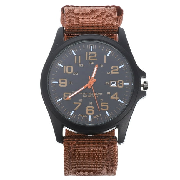 ColoMX Reloj de pulsera de cuarzo para hombre Reloj de pulsera de nailon tejido para hombre Relojes de pulsera deportivos de moda Reloj de pulsera de cuarzo con calendario (marrón)