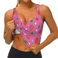 thumbnail image 3 of Gukieu Strawberry Floral Print Women's Sports Vest, Low-neck U-shaped Removable Pad Sports Bra for Yoga, Exercise, Dance-Large, 3 of 8