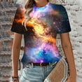 thumbnail image 3 of YueHuiYing Galaxy Shirt for Women Space Print Loose-Fit Short Sleeve Crewneck Casual Blouse Summer Graphic Tee Tops Cute Streetwear, 3 of 6