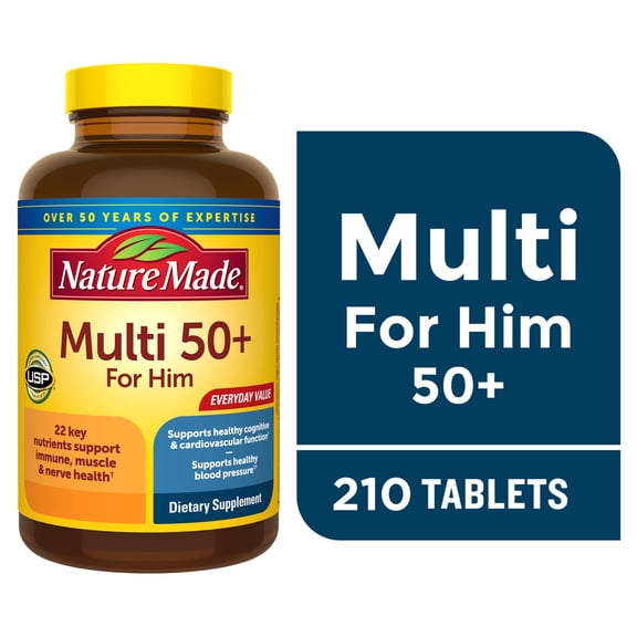 Nature Made Multi Vitamin For Men 50 , Men's Multivitamin for Nutritional Support, 210 Count