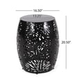 thumbnail image 5 of Benjara Miami Outdoor End Table Stool, Palm Leaf Pattern, Black Iron, 17 Inch, 5 of 5