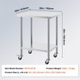 thumbnail image 6 of KFFKFF 24x30x38 Inch Stainless Steel Prep Table, Equipped with 4 Casters and 3 Height Settings, Durable for Restaurant Kitchen Use, Silver, 6 of 8