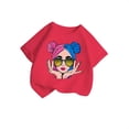thumbnail image 3 of Girl's Graphic Tees Crew Neck Short Sleeve Cute Summer Tops Multicolor Print T Shirts Hot Pink,11-12 Years, 3 of 5