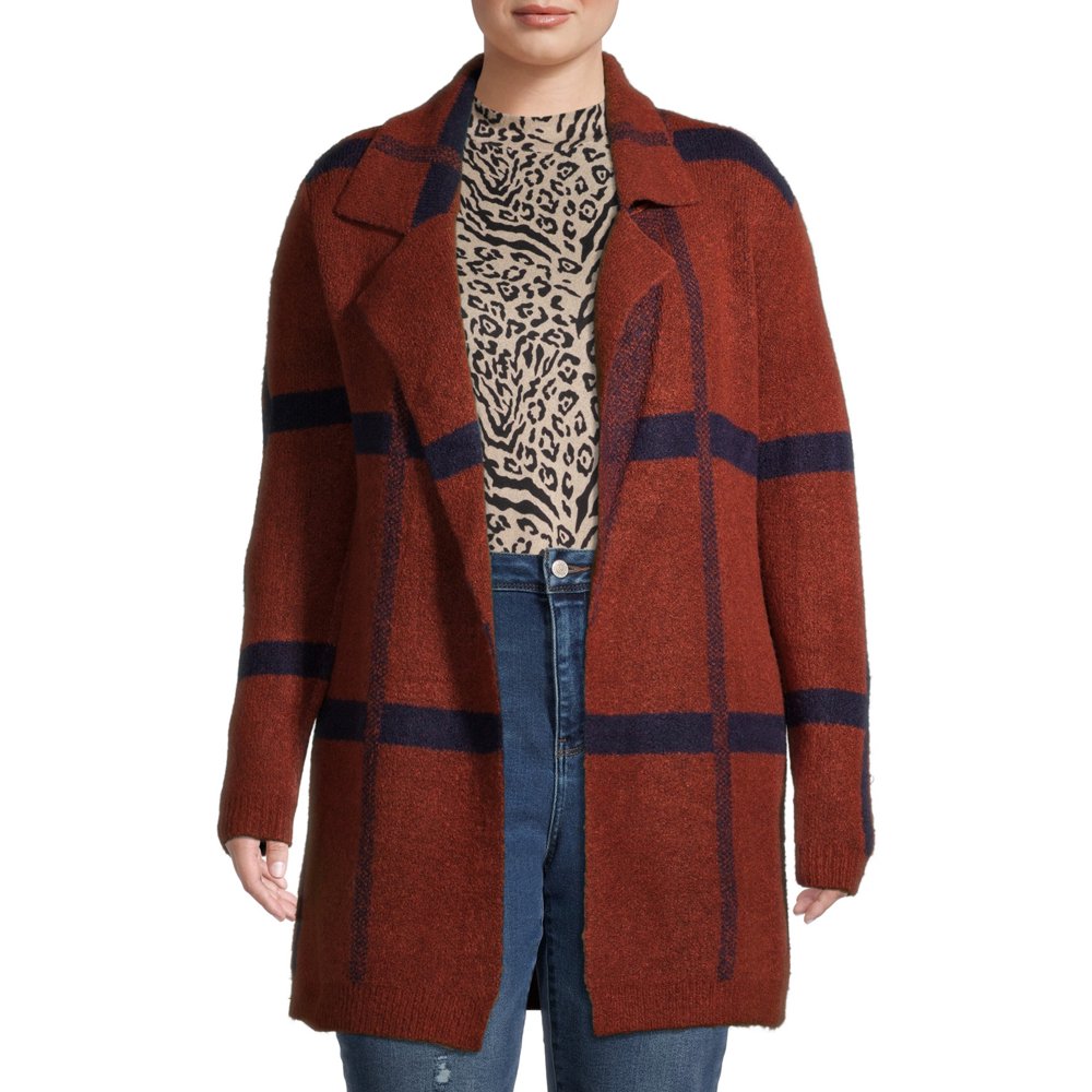 Absolutely Famous Absolutely Famous Women's Plus Size Windowpane Open