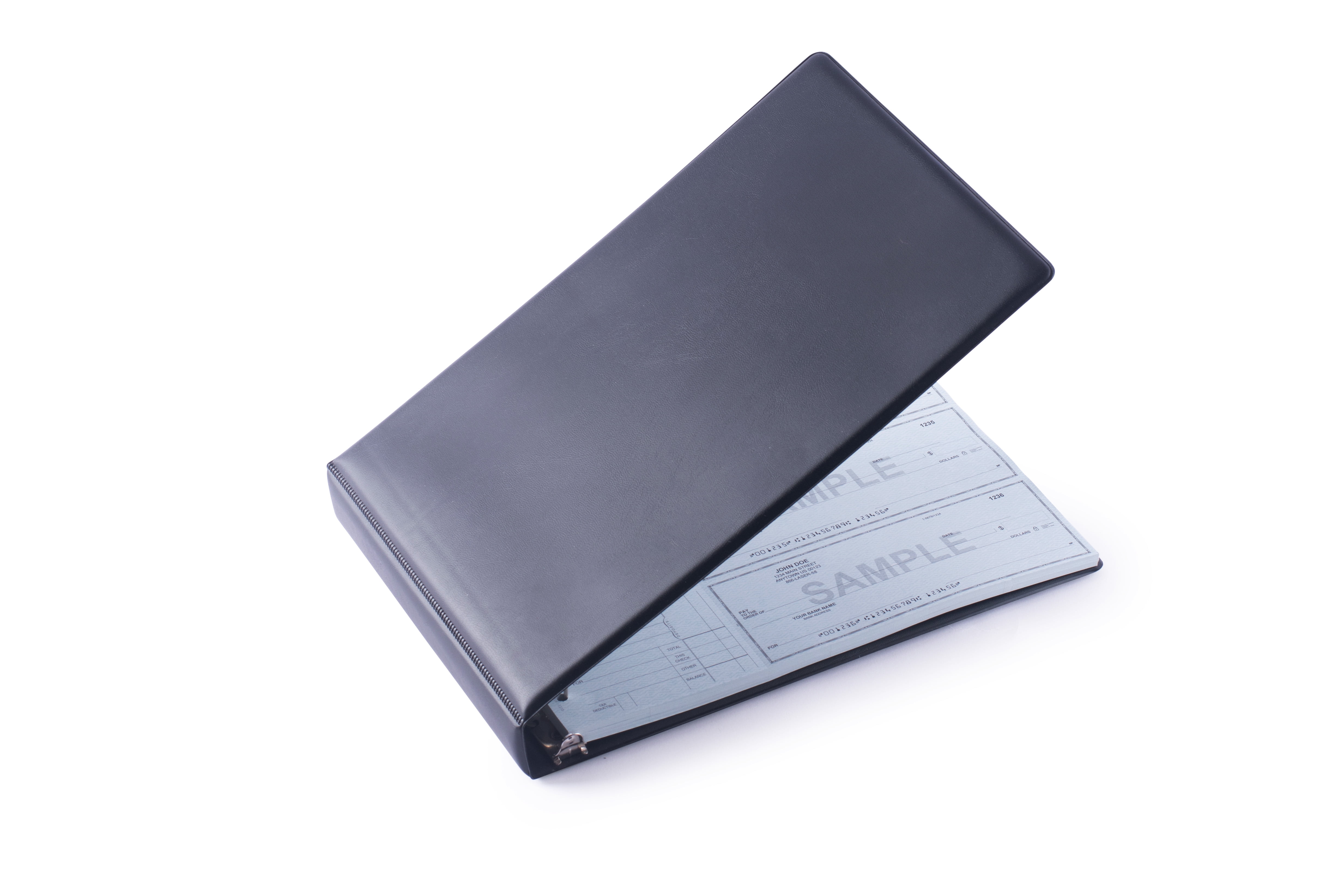 3 On a Page Binder for Business Checks 7 Rings Black Made in The USA