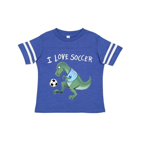 

Inktastic I Love Soccer-Dinosaur in Blue Gift Toddler Boy or Toddler Girl T-Shirt