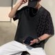 thumbnail image 4 of Camiseta de media manga para hombre, Color puro, holgada, transpirable, cuello redondo, Top informal para hombre, para compras en casa, oficina, T878 negro XXL, 4 of 8