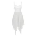 thumbnail image 6 of YONGHS Women's Girls Lyrical Camisole Ballet Dance Dress Asymmetric Chiffon High Low Skirts White M, 6 of 7