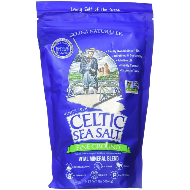 Sal marina Celtic Fine Ground 454 ml (paquete de 1) sin gluten