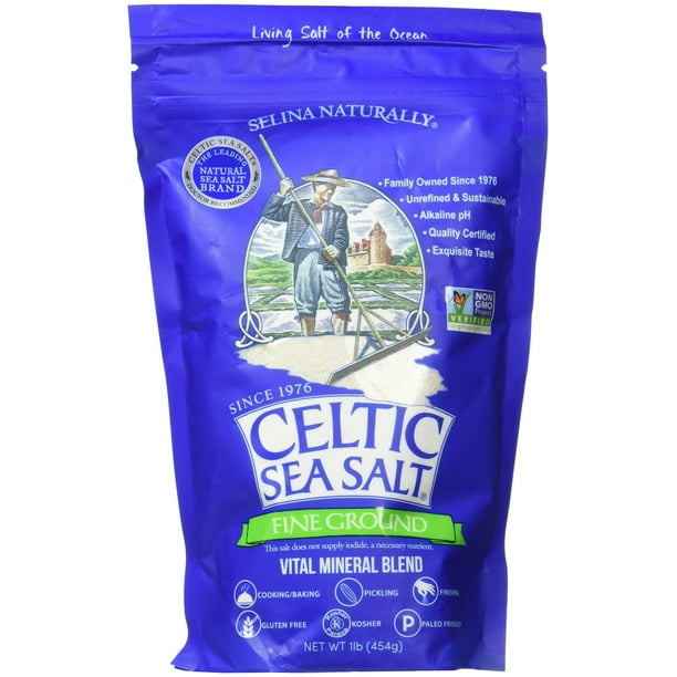 Sal marina Celtic Fine Ground 454 ml (paquete de 1) sin gluten