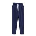 thumbnail image 6 of Dazajoo Womens Two Piece Sweatsuit Set Long Sleeve Round Neck Pullover and Drawstring Jogger Pants with Pockets Basic Solid Color Tracksuit Sets,Navy,S, 6 of 7