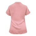 thumbnail image 6 of Pink Womens Tops Women's Spring Autumn Casual Double Pocket Short Sleeve Cotton Shirt Top Shirts for Women, 6 of 6