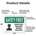 thumbnail image 2 of (2 Pack) Bump Caps Required Beyond This Point With Symbol OSHA Safety First Sign 24 Inch X 18 Inch Indoor / Outdoor Rust-Free Aluminum Metal Signs for Workplace, Workshop, and, 2 of 8