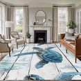 thumbnail image 2 of Summer Ocean Large Area Rugs 8x10 ft Retro Turtle Seagrass Wood Texture Washable Rug Non Slip Indoor Carpet Absorbent Floor Mat for Living Room Bedroom Dining Room, 2 of 9