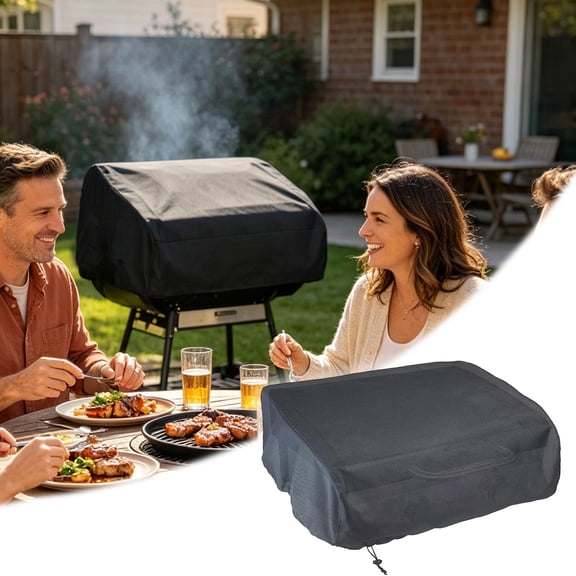 Heavy Duty Grill Cover, Weatherproof BBQ Protector, Waterproof Outdoor Cover for 22-Inch Tabletop Griddles, with Drawstring