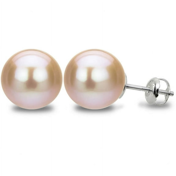 ADDURN Sterling Silver Round Pink 7-8mm Freshwater Cultured Pearl Screw-Back Stud Earrings