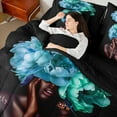 thumbnail image 4 of Erosebridal Black Princess Bed in a Bag Twin size, Modern Fashion Bedding Twin Size, Cyan Flower Floral Reversible Bed Set, Super Cozy Room Decorative, 7pcs, 4 of 6