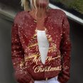 thumbnail image 2 of Women's Fashion Christmas Printed Long Sleeve Knitted Cardigan Button Down Jacket for Holiday Casual Wear and Women's Outerwear with Festive Design,Deep Red,S, 2 of 6