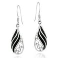 thumbnail image 3 of Swirl Rainbow Teardrop Black Onyx Sterling Silver Dangle Earings, 3 of 5